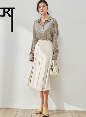 SCRT集喜瑭高级感气质醋酸百褶裙时尚半身裙SAW1312