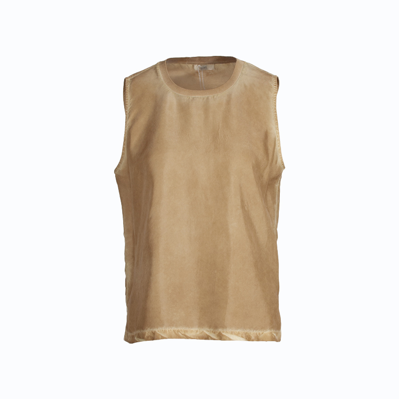 SCRT集喜瑭铜氨丝炒色螺纹领背心上衣HSF1974