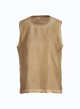 SCRT集喜瑭铜氨丝炒色螺纹领背心上衣HSF1974