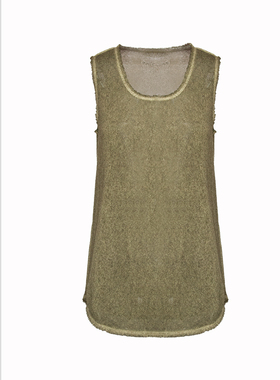 SCRT集喜瑭进口面料炒色毛边背心上衣SGS0224