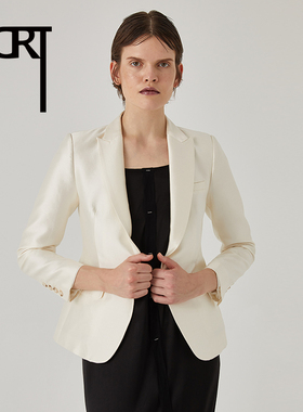 SCRT集喜瑭高级光泽感白色立体剪裁质感丝毛西装套装S17031S