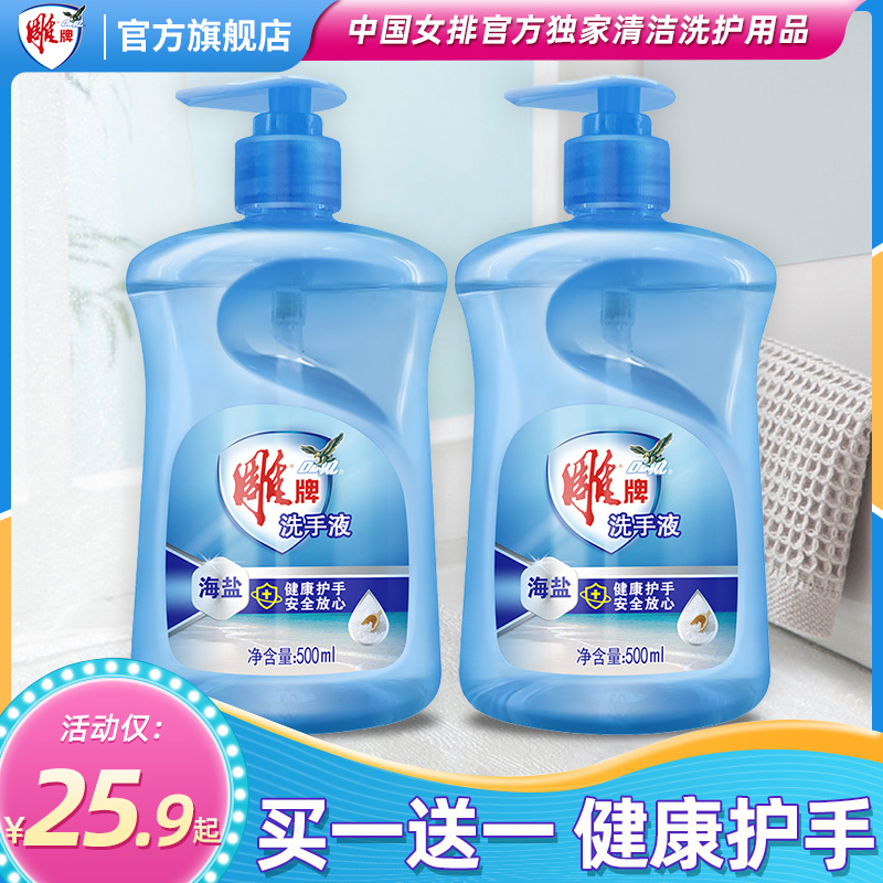 雕牌海盐洗手液500ml2瓶家用洗手间专用清香泡沫官方正品 洗护清洁剂/卫生巾/纸/香薰 洗手液 原图主图