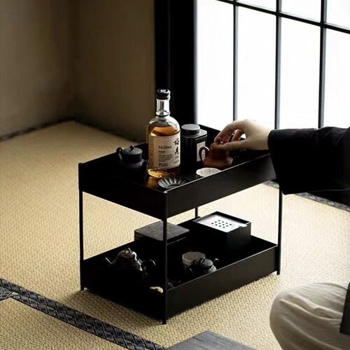 复古铁艺双层茶具收纳架