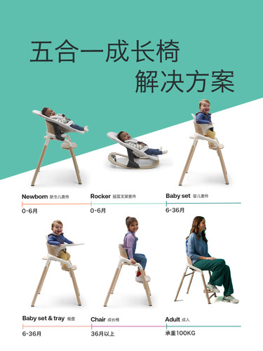stokke博格步6月+木安全儿童餐椅