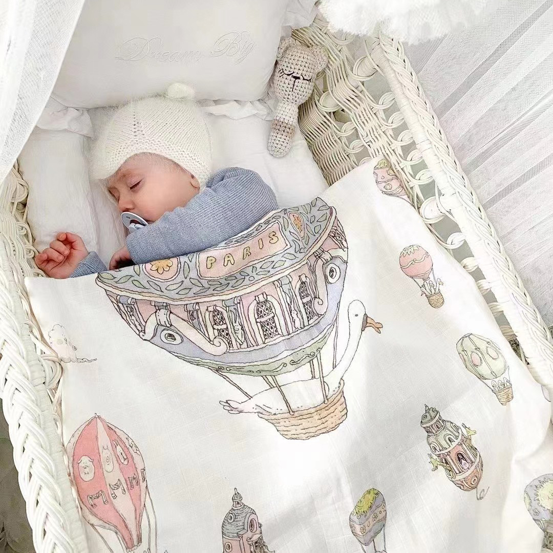 法国atelier choux新生抱被婴儿毯包被包巾纱布抱巾礼盒纯棉盖毯-封面