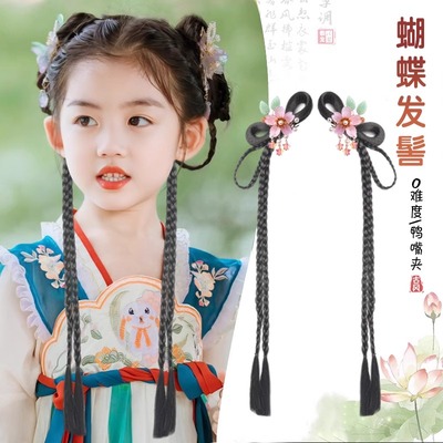 儿童古风假发女童汉服头饰一体式懒人发饰古装发髻日常造型垫发包