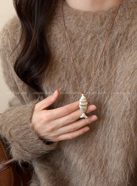 冷淡风中古小众拼接小鱼吊坠项链