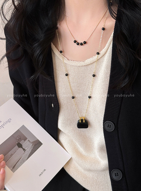 韩系博主同款虎眼石包包项链配饰