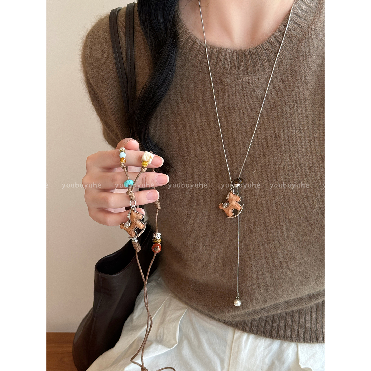 新中式复古小马独特设计时尚项链