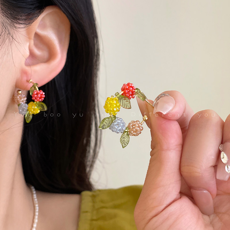 多巴胺田园风串珠耳环甜美耳钉