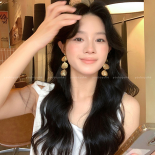 高级感银色锆石镂空流苏花瓣耳环女小众设计长款 夸张耳坠独特耳钉