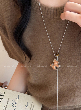 本命年木质小马吊坠项链毛衣链女