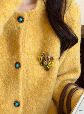 向阳而生~复古高级感向日葵胸针女款配毛衣大衣别针小众精致配饰