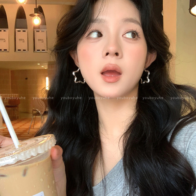 银色镂空星星耳环女轻奢绝美耳饰