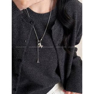马迎新春~银色小马吊坠项链女款轻奢高级感气质毛衣链本命年配饰