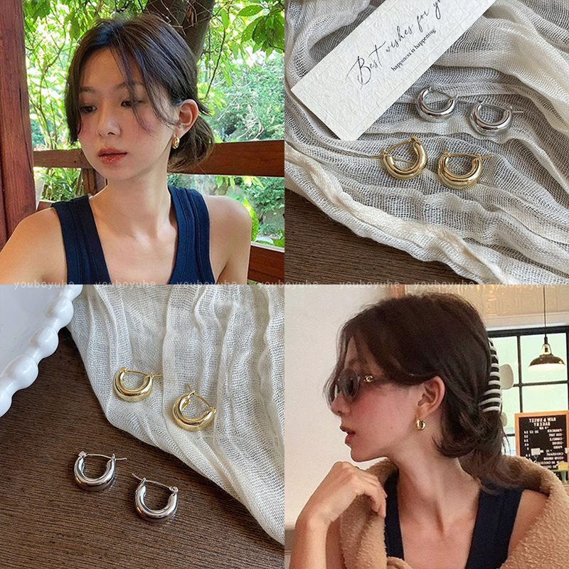 博主同款半圆金属耳扣简约耳环女