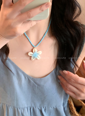 夏季海边度假风天然贝壳串珠项链
