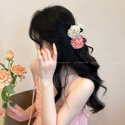 温柔花朵抓夹2025新款半扎发发夹