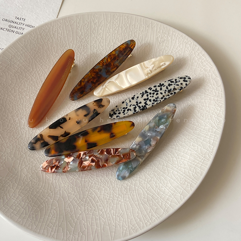 2024新款后脑勺椭圆鸭嘴夹女无痕侧边刘海碎发夹复古百搭发饰发卡