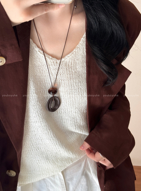 韩系简约几何项链长款毛衣链配饰
