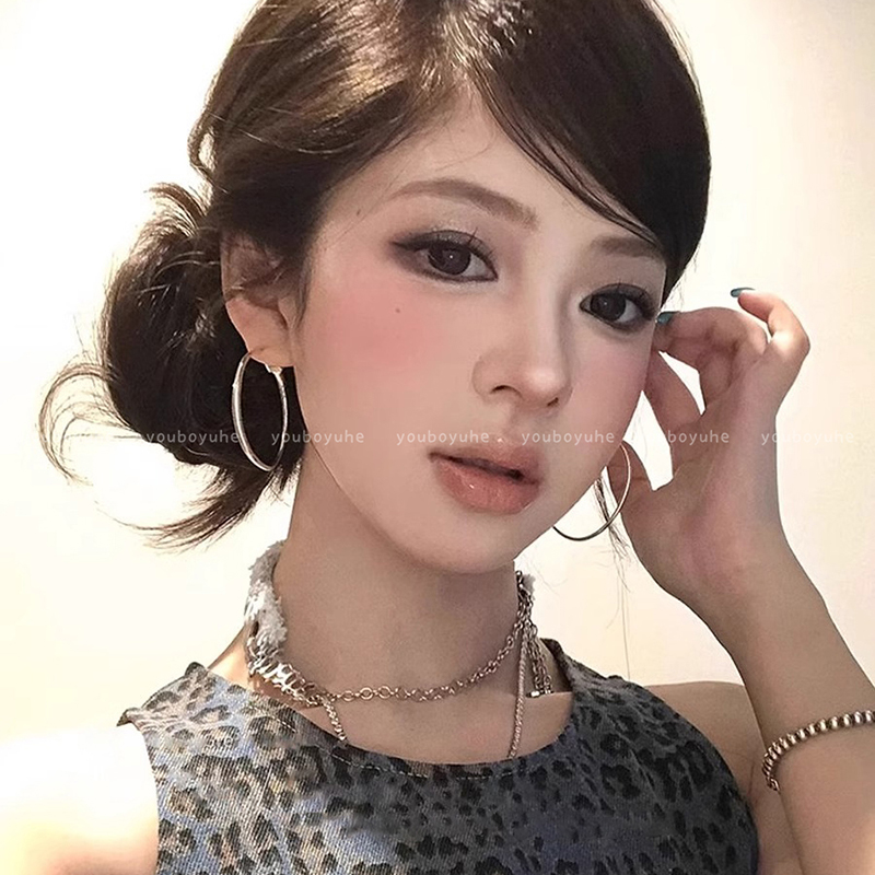 百戴不厌~欧美夸张素圈大耳圈女2025新款千禧辣妹风圈圈耳环耳饰