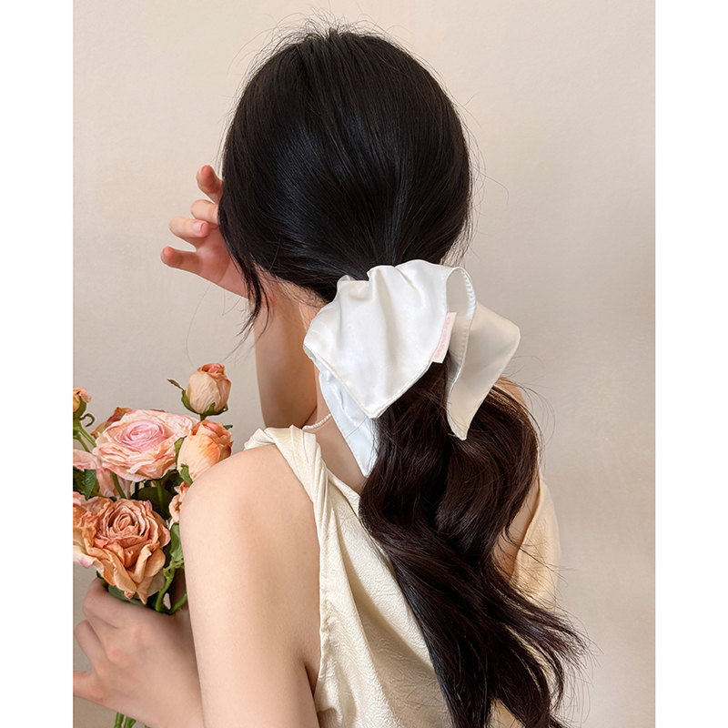 韩系白色缎面大肠发圈高级感发饰