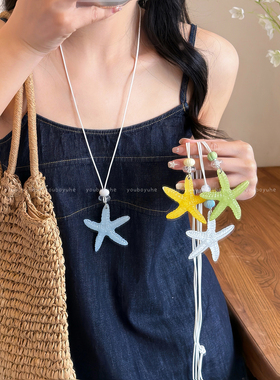 多巴胺蓝色海星项链长款颈链配饰