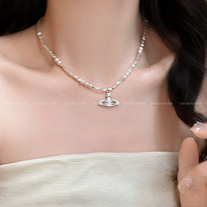 西太后土星碎银子项链锁骨链配饰