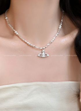 西太后土星碎银子珍珠项链女轻奢高级感锁骨链小众精致气质配饰品