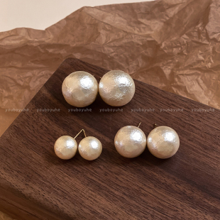 复古棉花珍珠耳钉女独特气质耳环2025新款 轻奢高级感银针耳饰 爆款