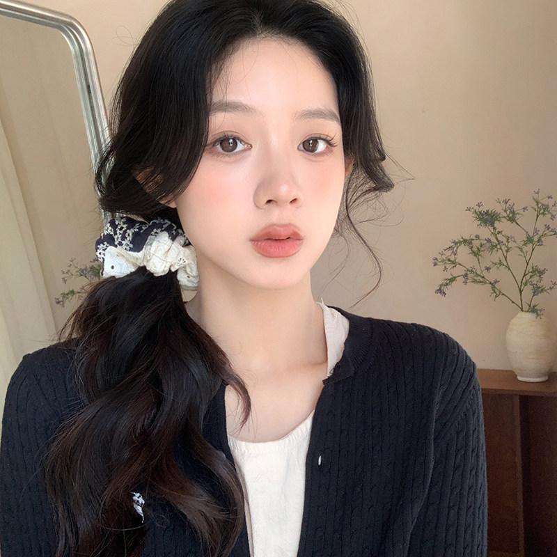 镂空刺绣花朵藏蓝色拼接大肠发圈女高弹力扎发皮筋头绳民族风发饰,饰品/流行首饰/时尚饰品新,发饰,淘宝优惠券,粉丝福利购,淘宝优惠卷