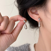 简约双色水滴耳环女高级感轻奢小众耳坠耳钉一款 两戴百搭气质耳饰