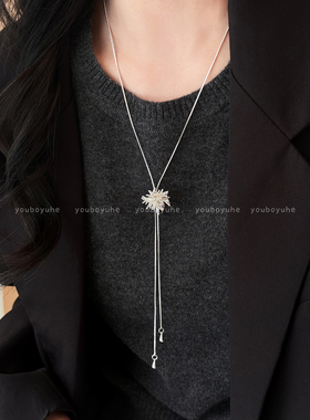 银色烟花长款轻奢高级感气质项链