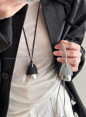 简约金属皮革松果冬季气质项链