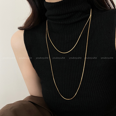 金色蛇骨项链秋冬长款叠戴毛衣链