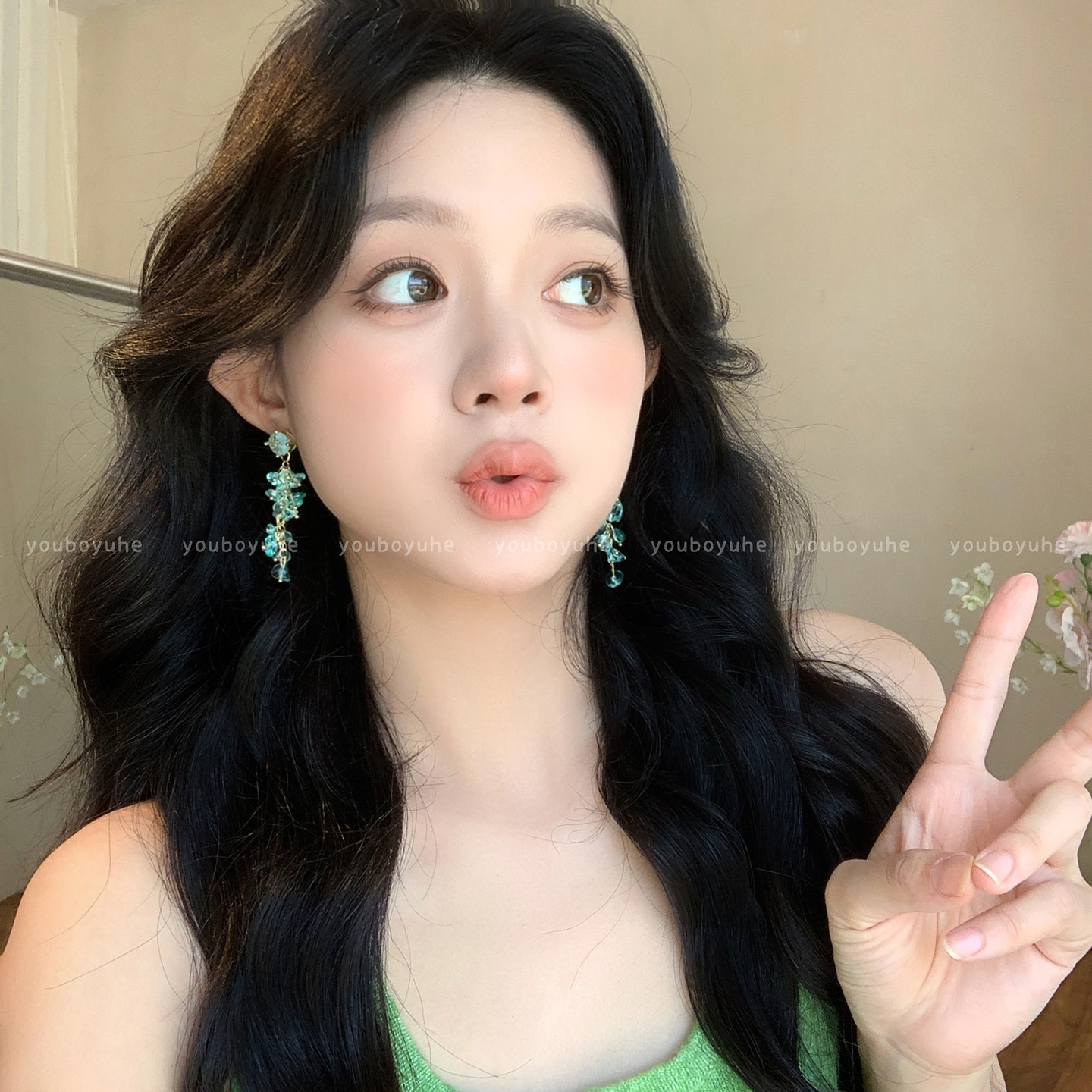 绿野仙踪~碎石流苏耳环女春日夸张绝美独特耳钉海边度假风耳饰品