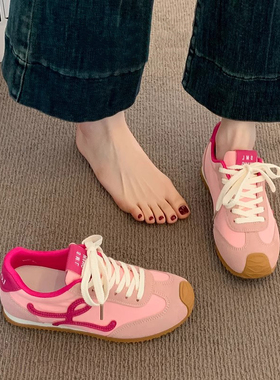 日本offcat粉红色德训鞋女2025年新款秋季厚底户外休闲运动鞋