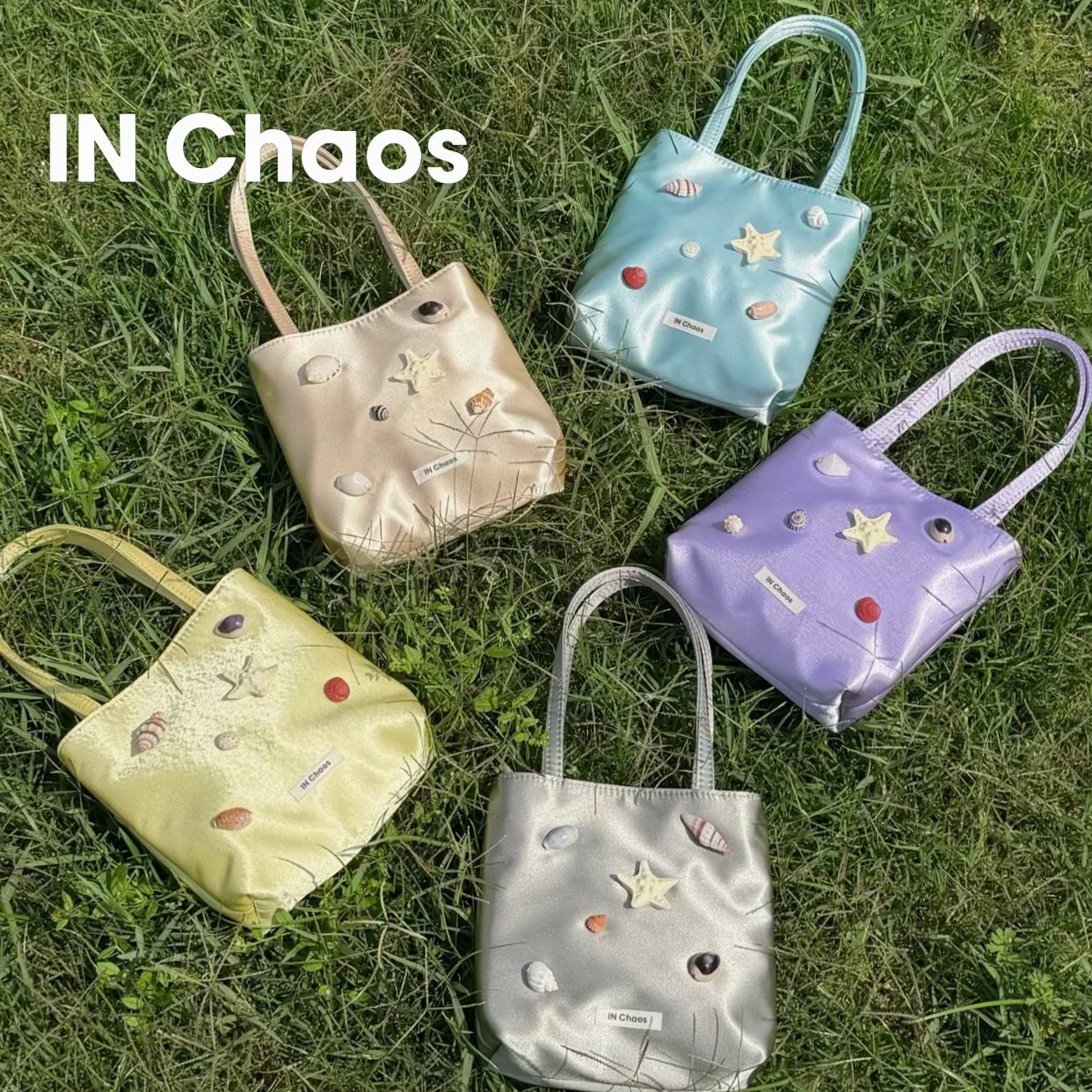 IN Chaos甜美原创天然海螺贝壳缎面鬼马怪诞包包高级轻奢手提袋女