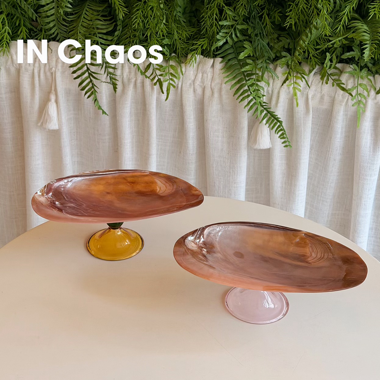 IN Chaos高级法式粉贝壳餐用托盘首饰收纳家居摆件新婚生日礼物