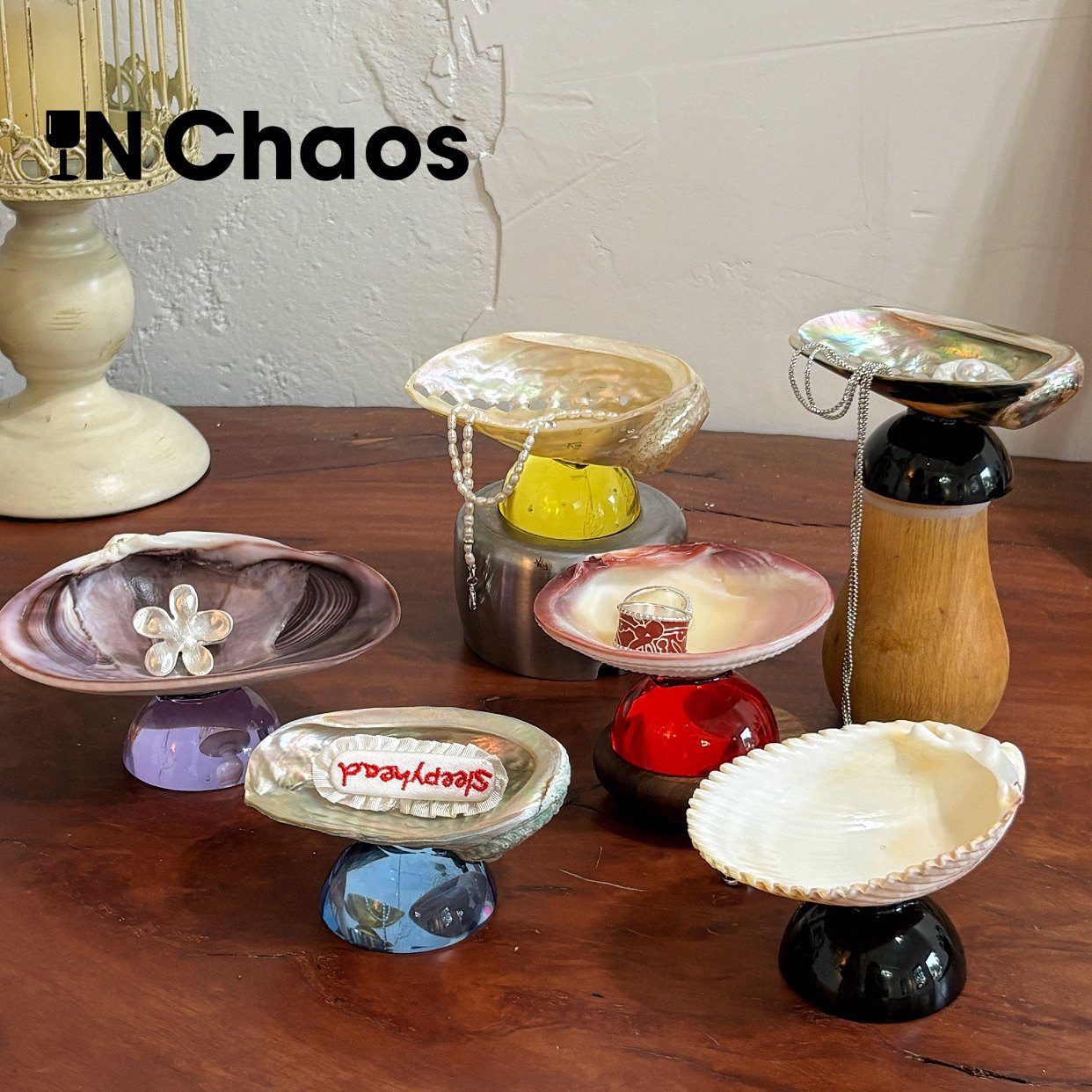 IN Chaos小众天然贝壳彩色玻璃底座首饰托盘味碟甜品盘水果盘食盘,餐饮具,餐用托盘,淘宝优惠券,粉丝福利购,淘宝优惠卷