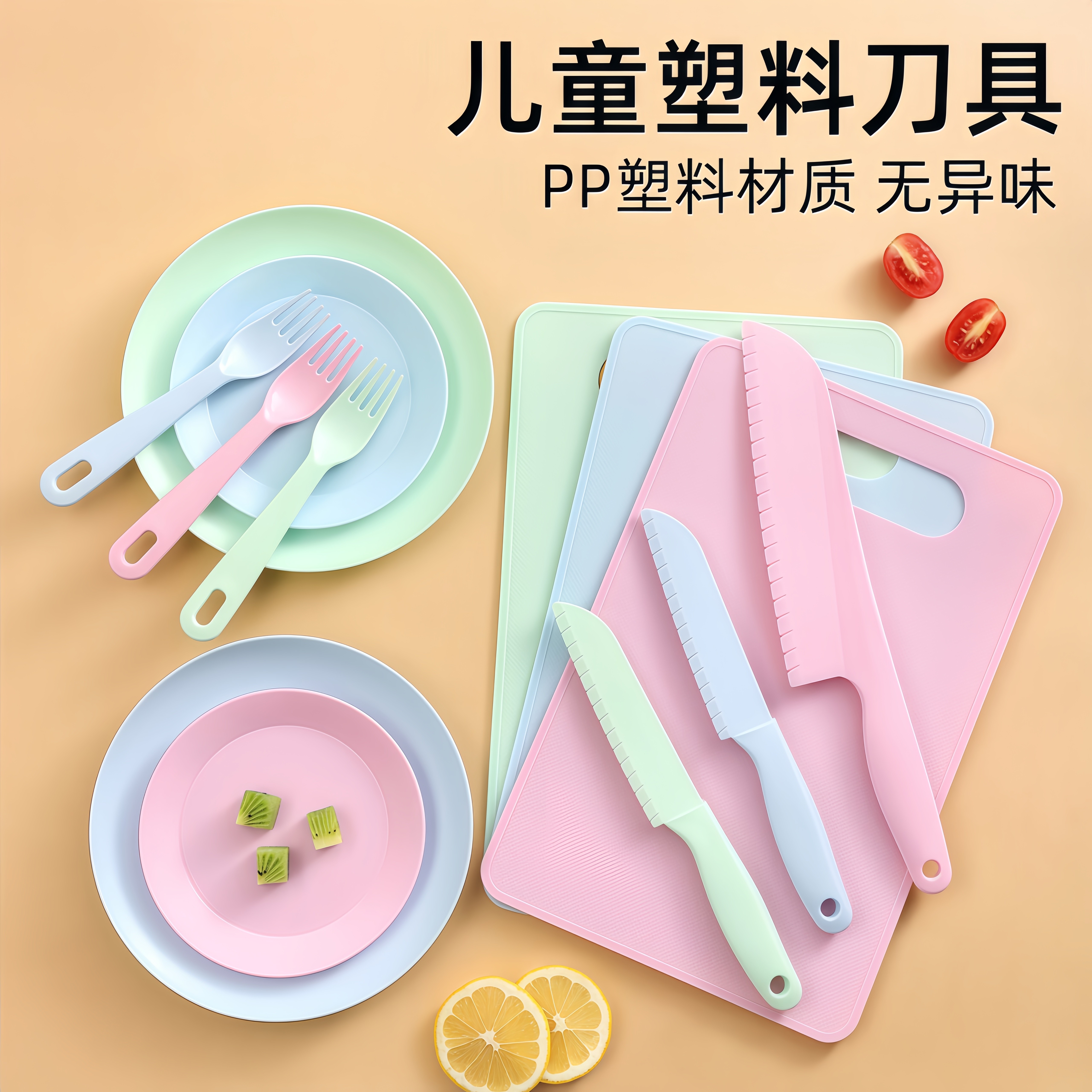 幼儿园早教儿童专用切菜不伤手塑料切菜刀水果刀具砧板食品级套装