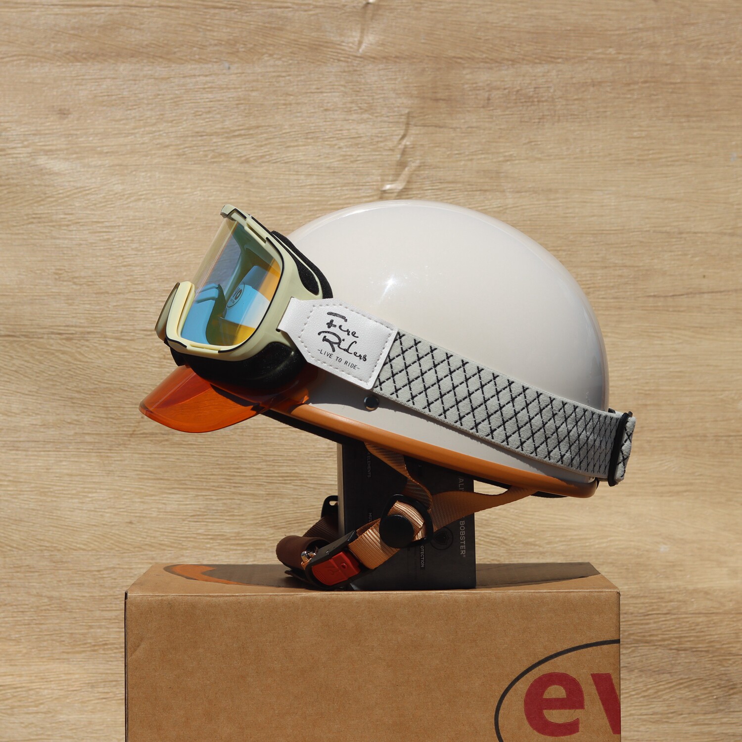 台湾evo头盔复古半盔摩托电动瓶车安全帽3C认证夏季天瓢男女正品