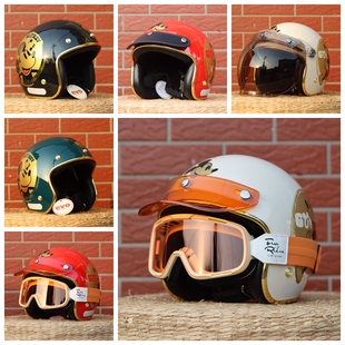 台湾evo复古头盔摩托车迪士尼米奇卡通3/4四分之三男女小儿童踏板