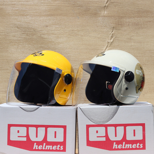 台湾evo儿童头盔复古3/4半盔摩托电动踏板车亲子卡通米奇男女孩