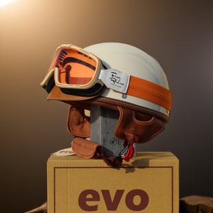 轻便瓢盔3C男女 frs头盔复古半盔摩托电动车夏季 进口版 台湾evo