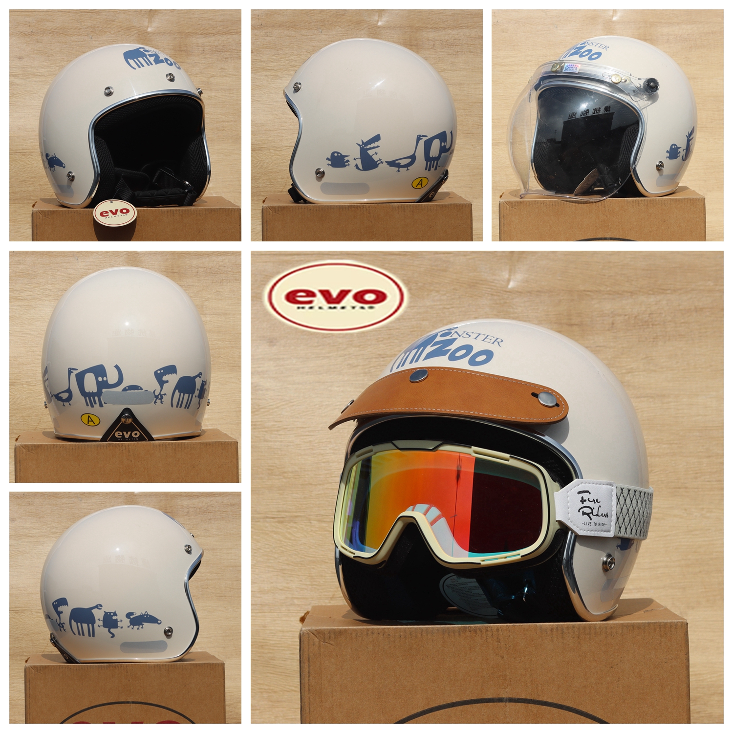 evo头盔ZOO动物园复古半盔男女