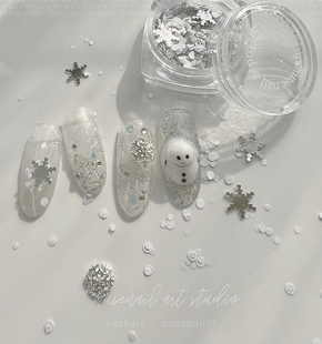 彩色波点B11 素组合美甲饰品银白色雪花 MUSE NAIL圣诞元