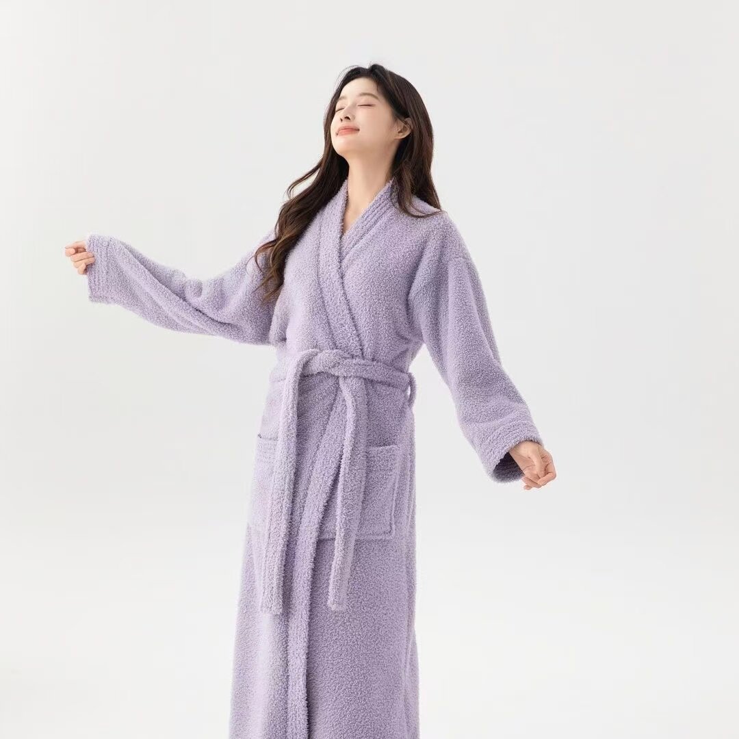 情侣浴袍高级感加厚长款睡袍男女珊瑚绒简约大方秋冬季保暖家居服