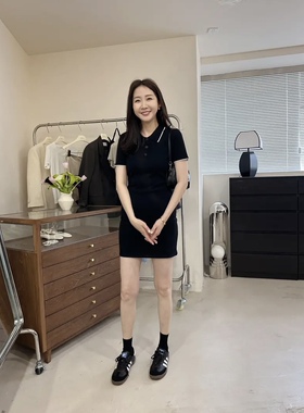 Widelia十三行老大春夏韩版修身显瘦辣妹翻领小黑裙11523潮ins