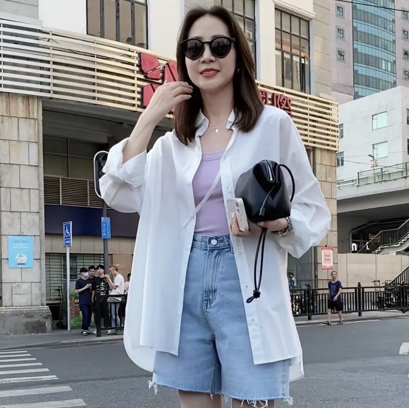 widelia十三行老板娘春夏韩系宽松带飘带小众设计时尚衬衫潮7167